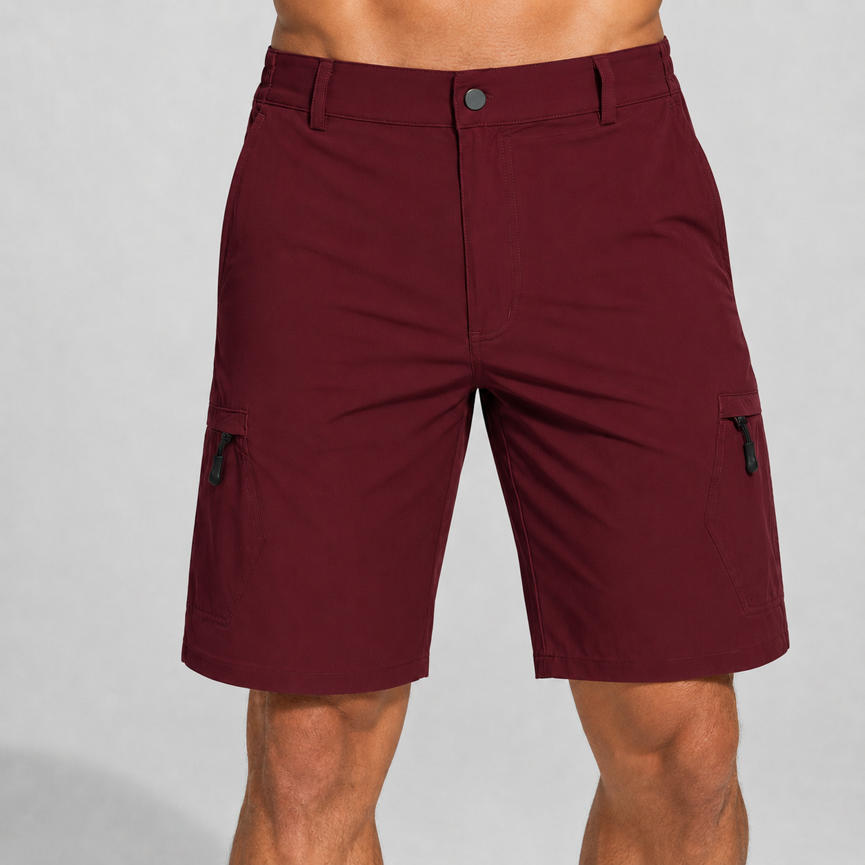 Men's Lightweight Cargo Shorts with 5 Zipper Pockets