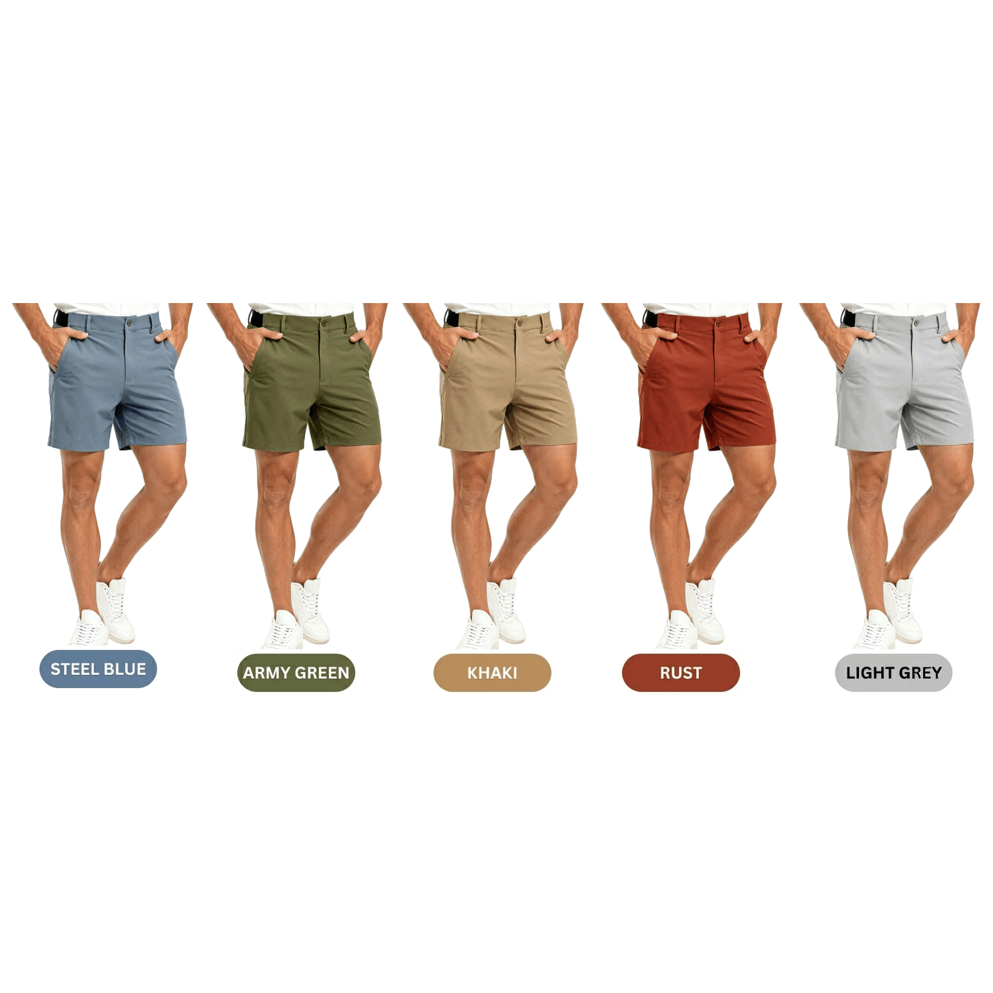 Men's Fashion Golf Work Shorts Stretch Waistband Quick-Dry Fit Hiking Casual Business Dress Athletic Mens Lightweight Pants 3 Pockets