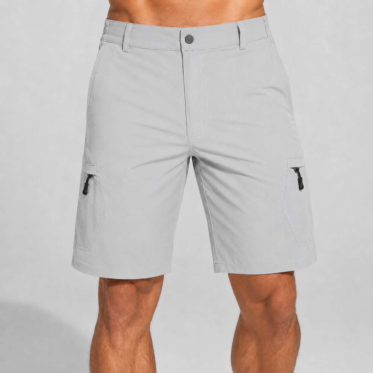 Men's Lightweight Cargo Shorts with 5 Zipper Pockets