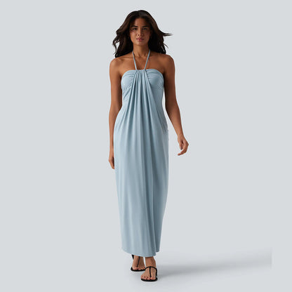 Summer Special Sale - Halter Tie Back Maxi Dress with Pockets