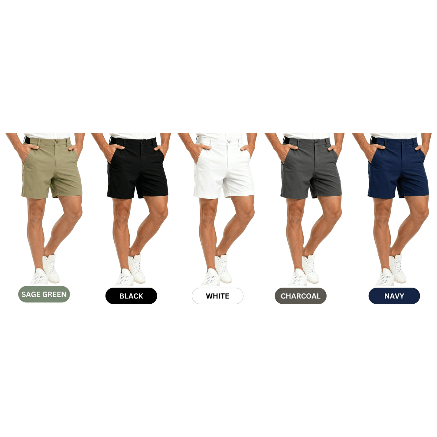 Men's Fashion Golf Work Shorts Stretch Waistband Quick-Dry Fit Hiking Casual Business Dress Athletic Mens Lightweight Pants 3 Pockets