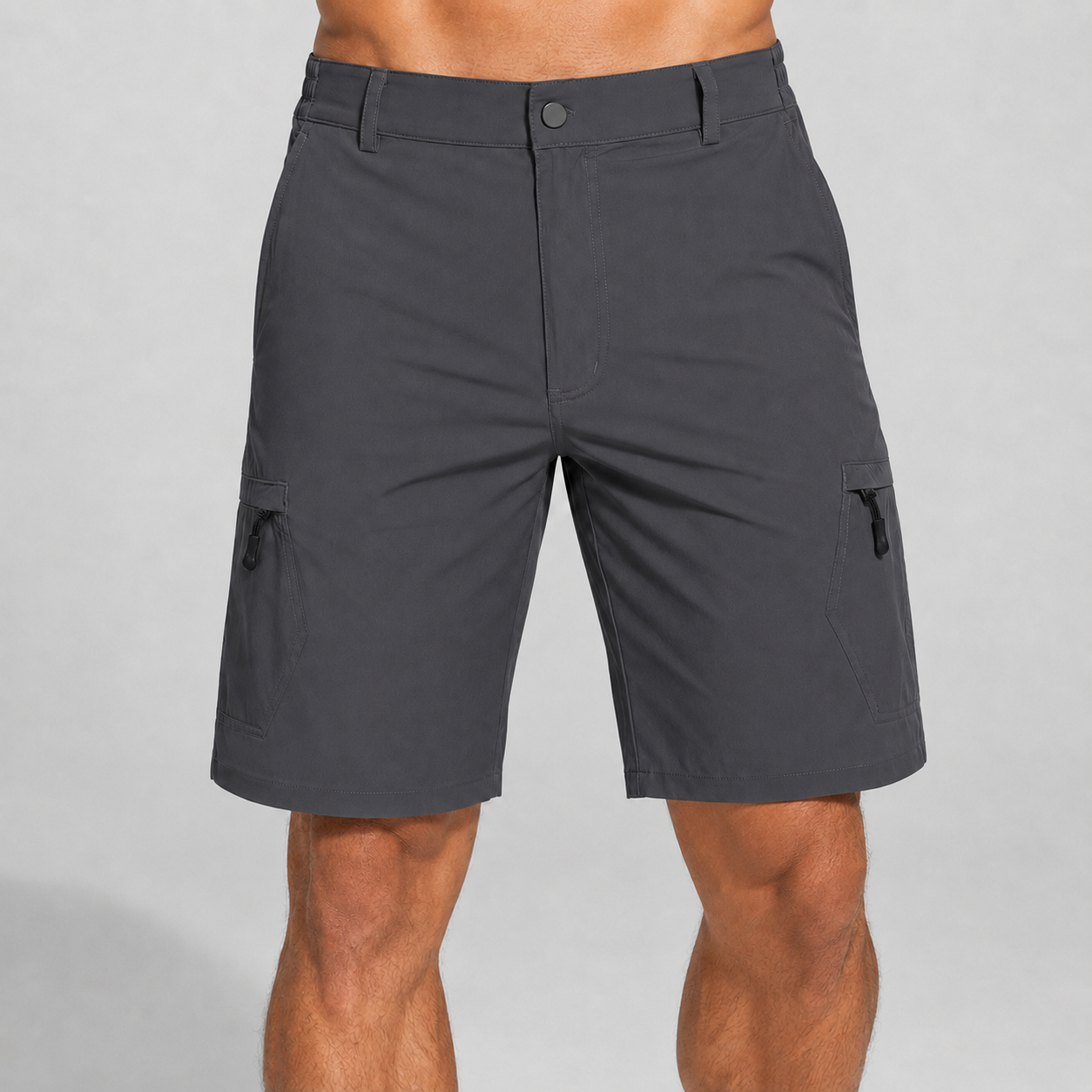Men's Lightweight Cargo Shorts with 5 Zipper Pockets