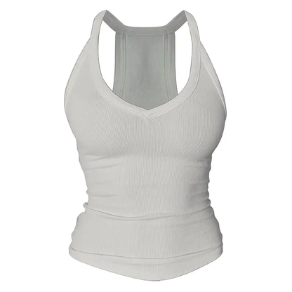 Built-in bust support, sleeveless backless slim-fit basic tank top