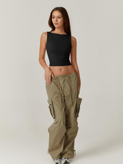 Women's Sexy Open Back Sleeveless Crop Tank