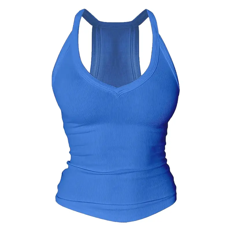 Built-in bust support, sleeveless backless slim-fit basic tank top